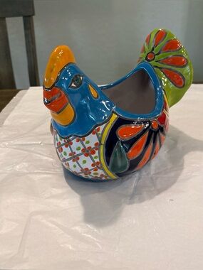 Talavera Pottery Chicken Planter Multicolor